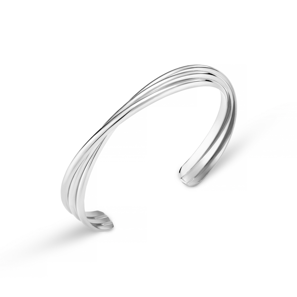 Brazalete Abierto Entrelazado en Plata