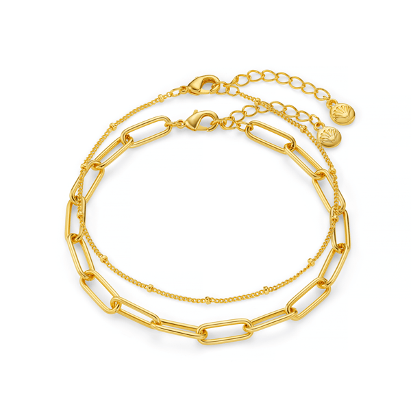 Dúo de Pulseras Cadena Gruesa &amp; Satélite