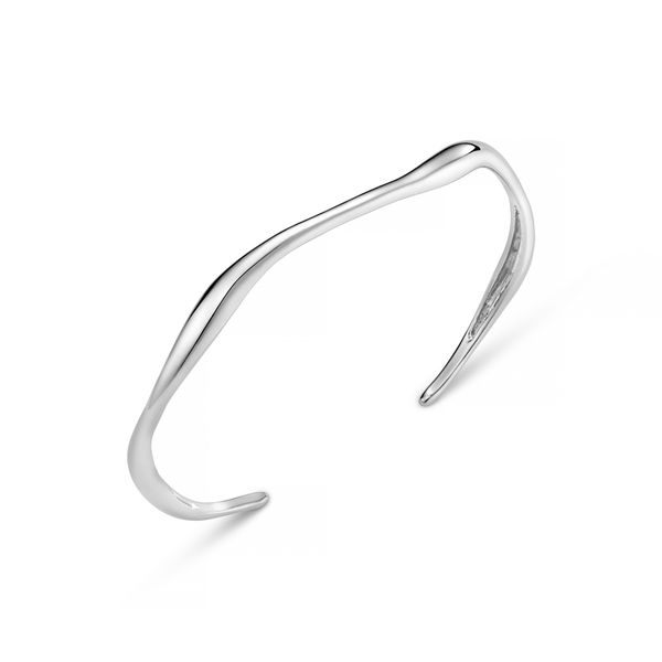 Brazalete Fino Ondulado en Plata